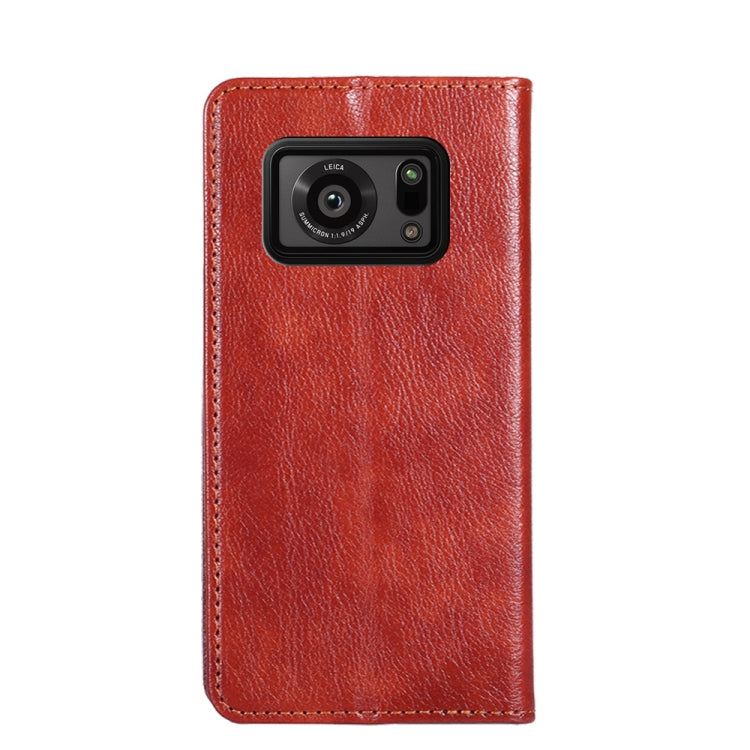 For Sharp Aquos R6 Gloss Oil Solid Color Magnetic Leather Phone Case