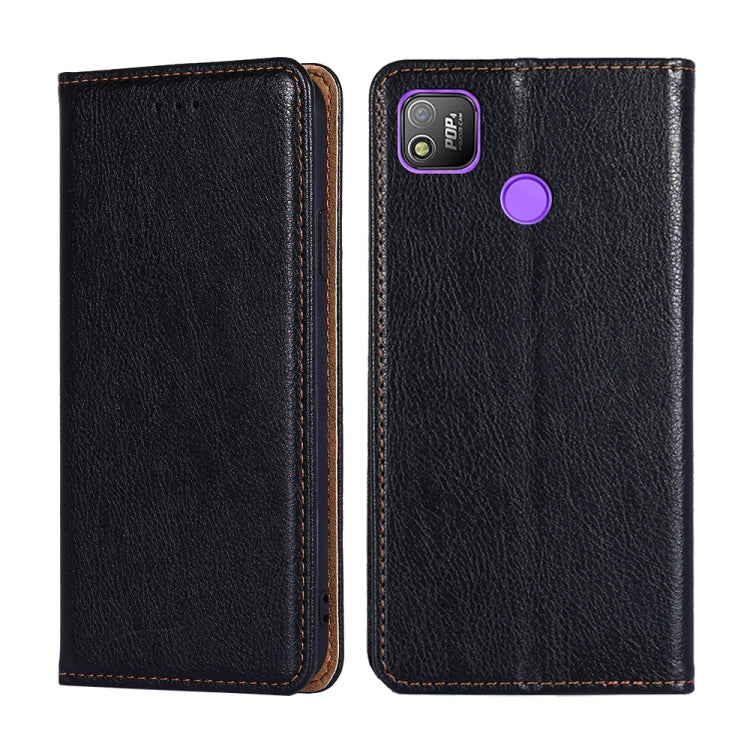 For Tecno Pop 4 Gloss Oil Solid Color Magnetic Leather Phone Case