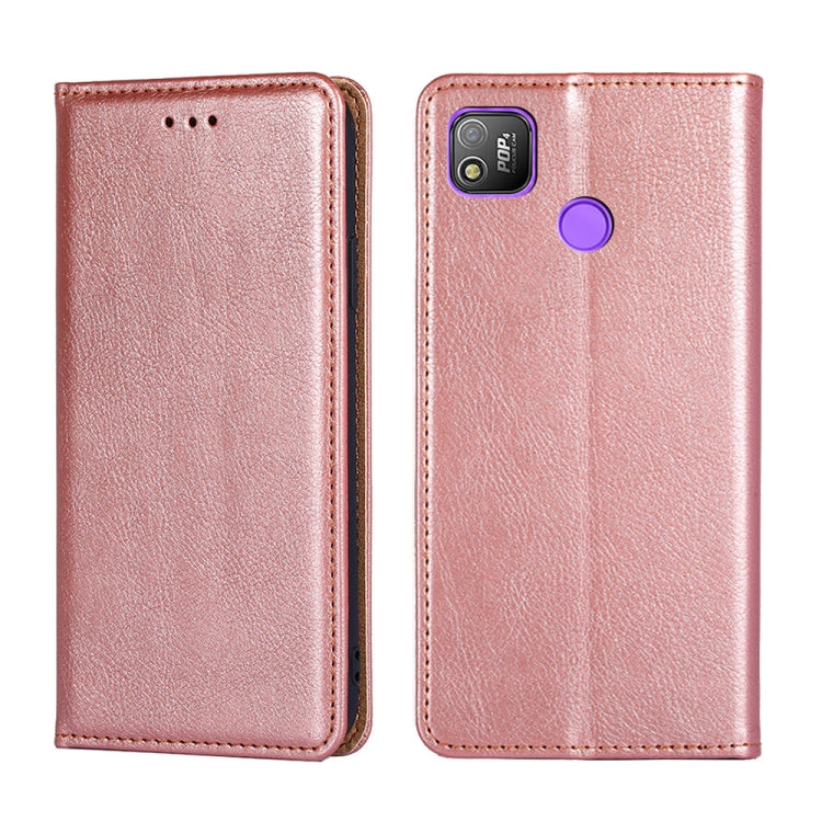 For Tecno Pop 4 Gloss Oil Solid Color Magnetic Leather Phone Case
