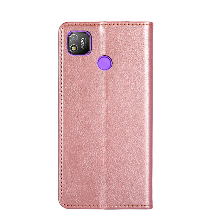 For Tecno Pop 4 Gloss Oil Solid Color Magnetic Leather Phone Case
