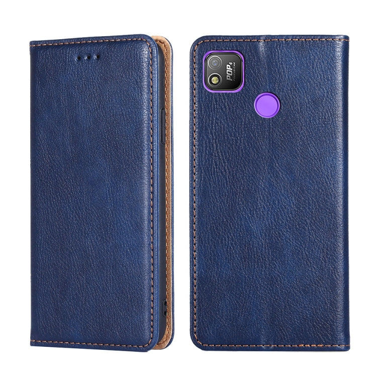 For Tecno Pop 4 Gloss Oil Solid Color Magnetic Leather Phone Case