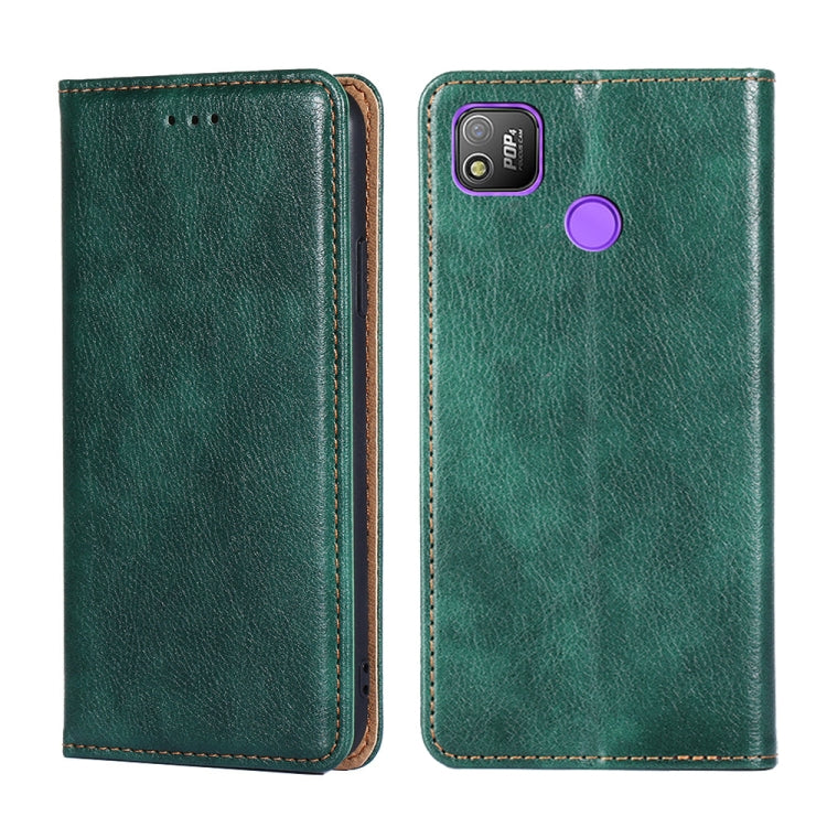 For Tecno Pop 4 Gloss Oil Solid Color Magnetic Leather Phone Case