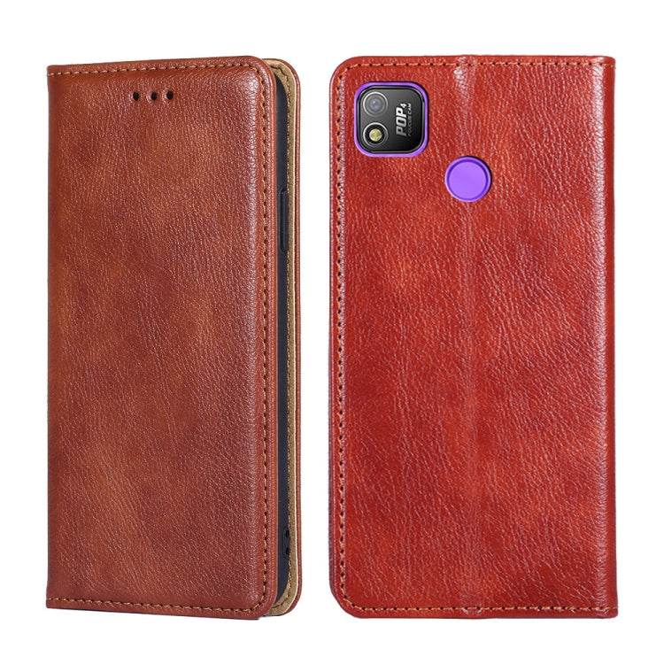 For Tecno Pop 4 Gloss Oil Solid Color Magnetic Leather Phone Case