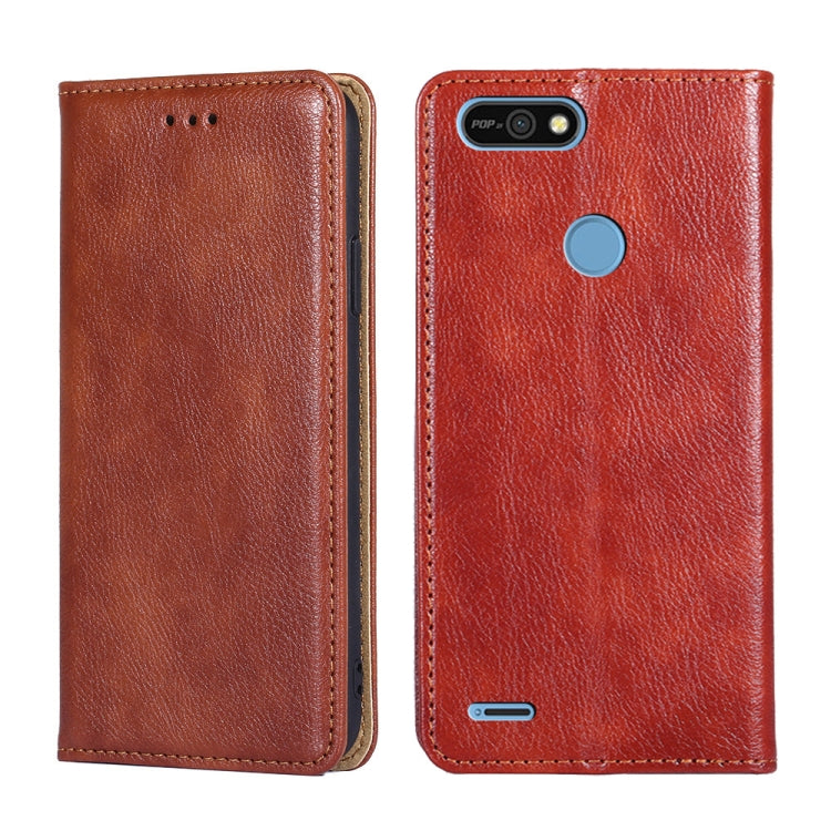 For Tecno Pop 2 / Pop 2 F / Pop 2 Pro Gloss Oil Solid Color Magnetic Leather Phone Case