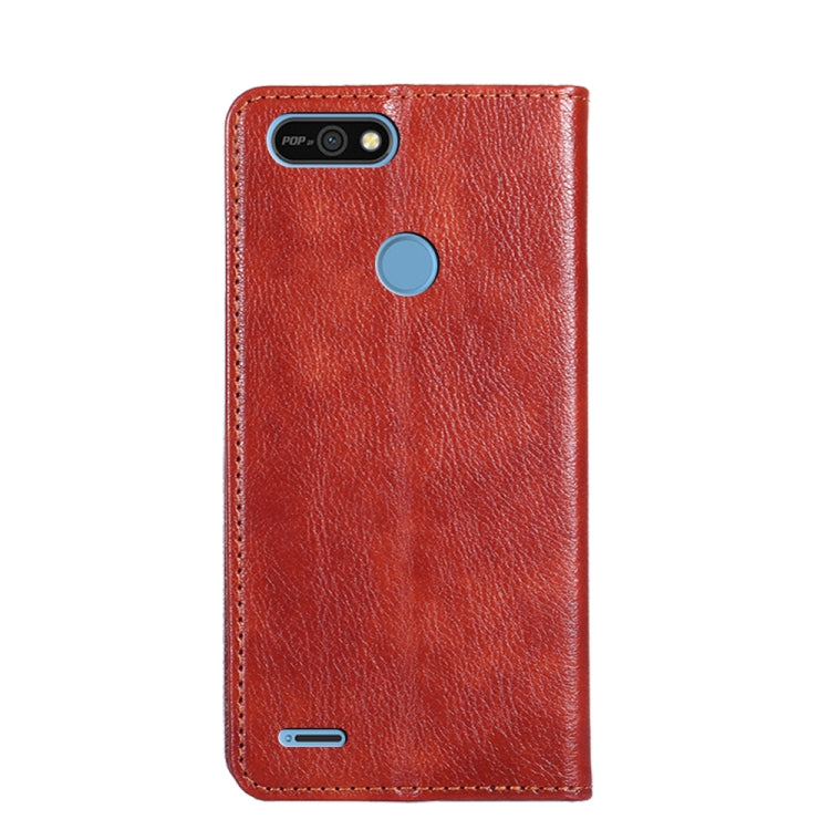 For Tecno Pop 2 / Pop 2 F / Pop 2 Pro Gloss Oil Solid Color Magnetic Leather Phone Case