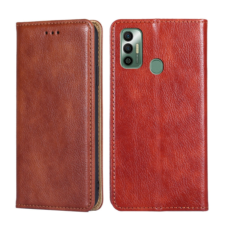 For Tecno Spark 7 Gloss Oil Solid Color Magnetic Leather Phone Case
