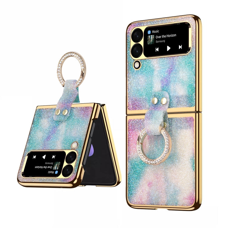For Samsung Galaxy Z Flip3 5G Ring Buckle Diamond Phone Case with Holder