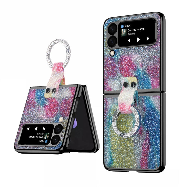 For Samsung Galaxy Z Flip3 5G Ring Buckle Diamond Phone Case with Holder
