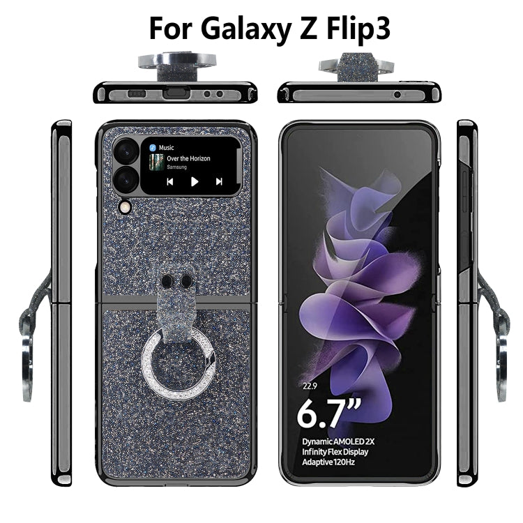 For Samsung Galaxy Z Flip3 5G Ring Buckle Diamond Phone Case with Holder