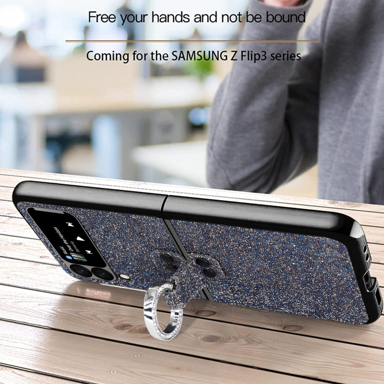 For Samsung Galaxy Z Flip3 5G Ring Buckle Diamond Phone Case with Holder
