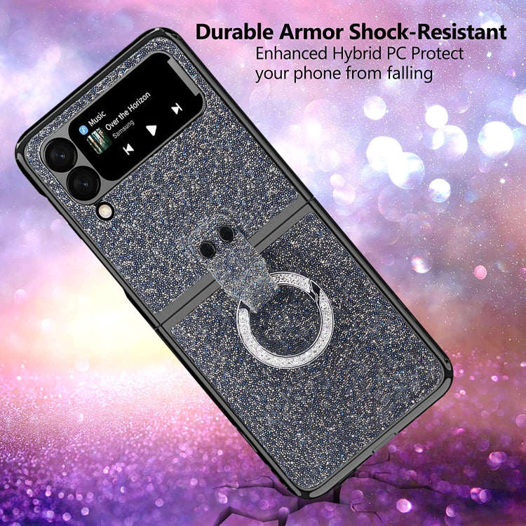 For Samsung Galaxy Z Flip3 5G Ring Buckle Diamond Phone Case with Holder