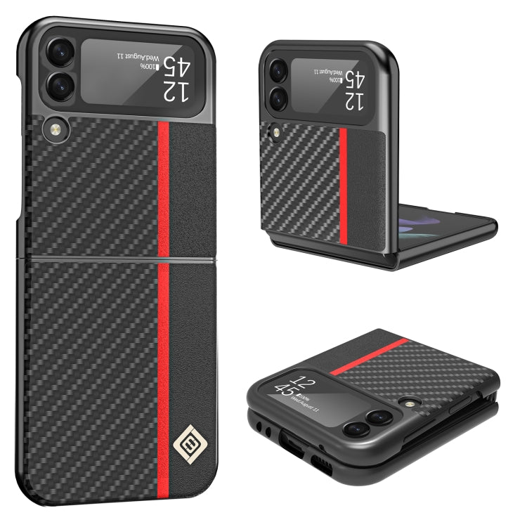 For Samsung Galaxy Z Flip4 5G LC.IMEEKE Carbon Fiber Horizontal Flip Leather Phone Case
