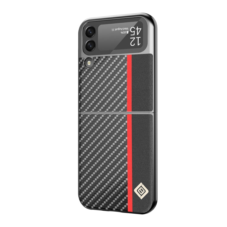 For Samsung Galaxy Z Flip4 5G LC.IMEEKE Carbon Fiber Horizontal Flip Leather Phone Case