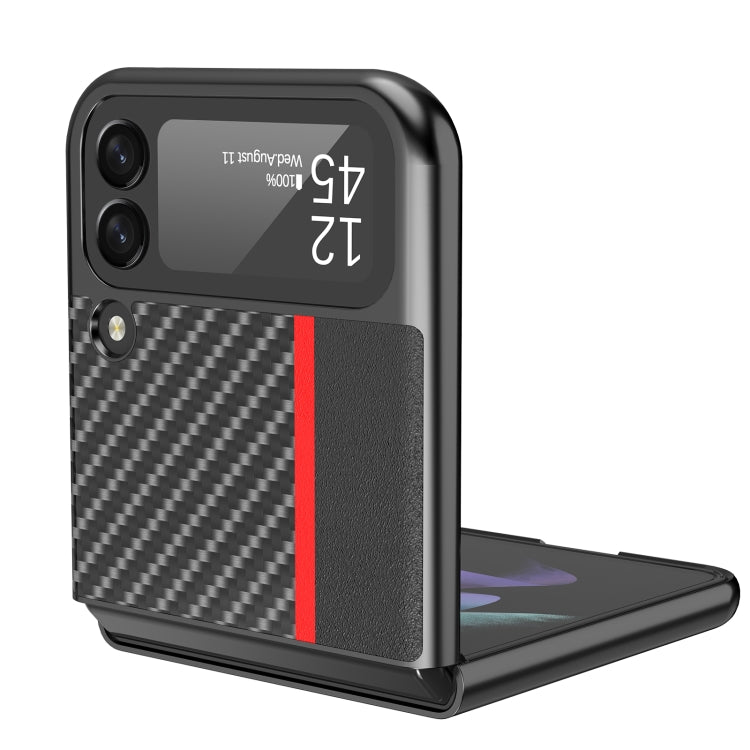 For Samsung Galaxy Z Flip4 5G LC.IMEEKE Carbon Fiber Horizontal Flip Leather Phone Case