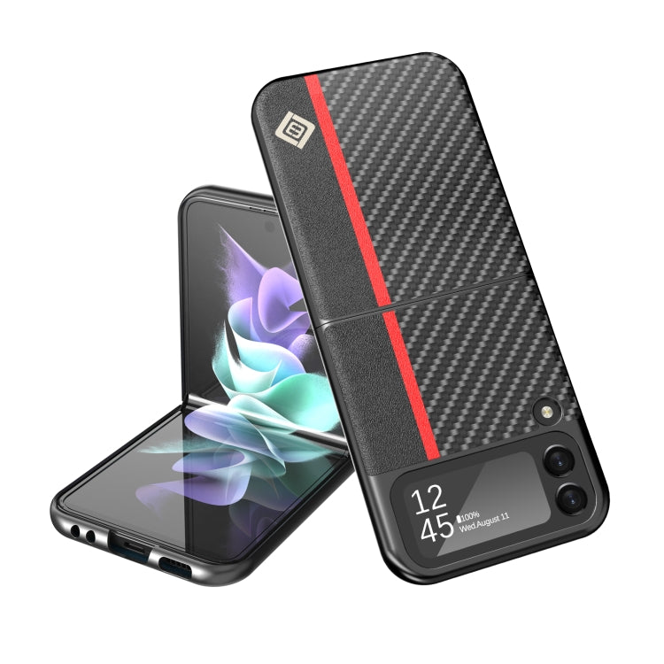 For Samsung Galaxy Z Flip4 5G LC.IMEEKE Carbon Fiber Horizontal Flip Leather Phone Case