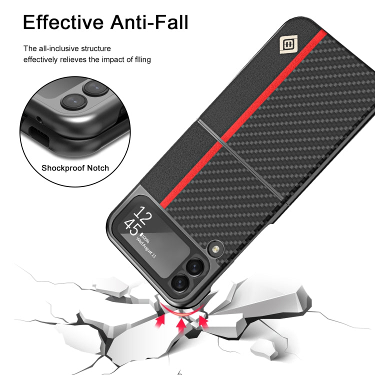 For Samsung Galaxy Z Flip4 5G LC.IMEEKE Carbon Fiber Horizontal Flip Leather Phone Case