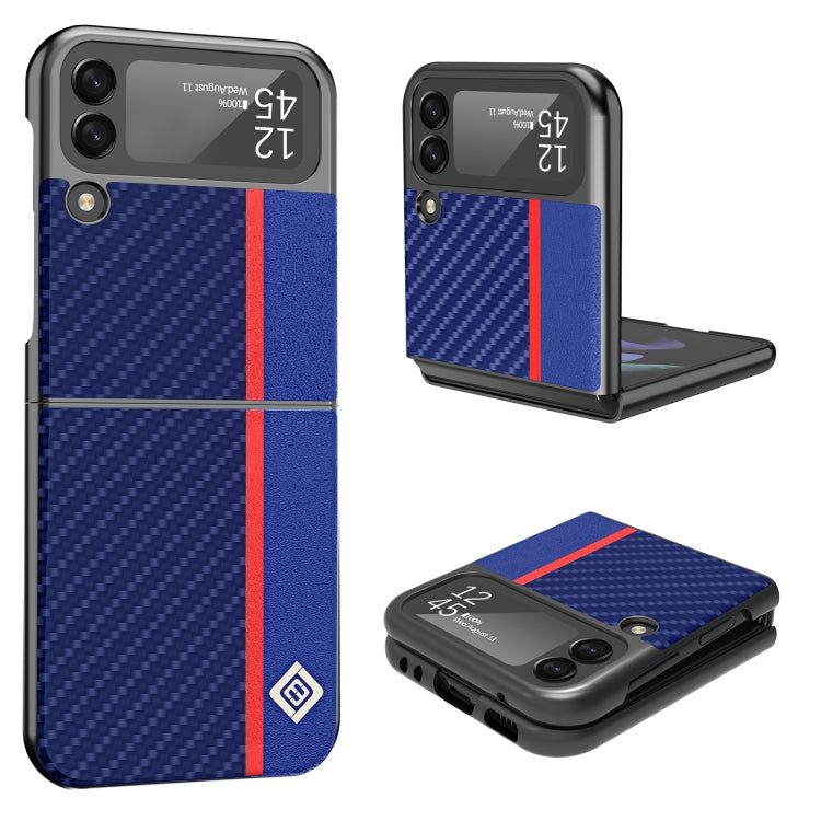 For Samsung Galaxy Z Flip4 5G LC.IMEEKE Carbon Fiber Horizontal Flip Leather Phone Case