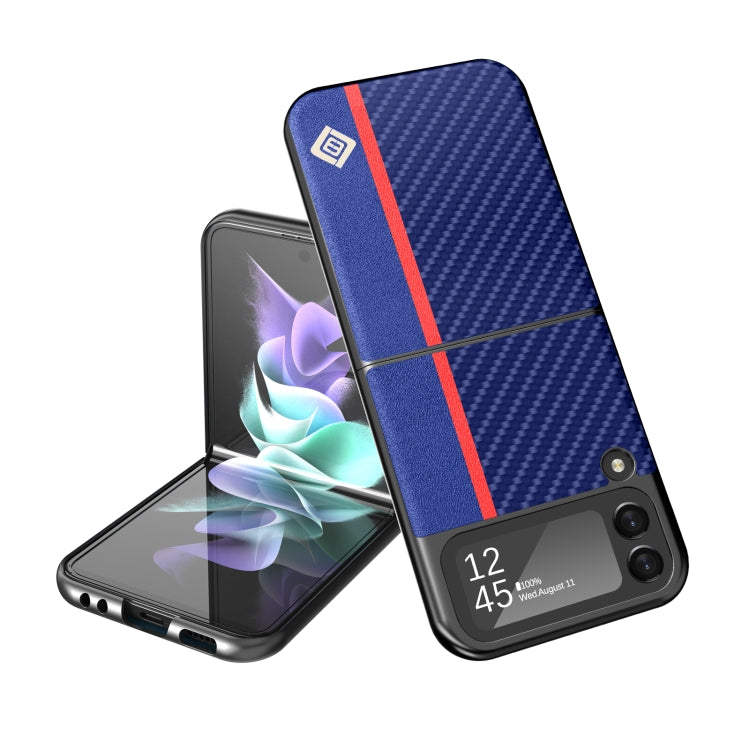 For Samsung Galaxy Z Flip4 5G LC.IMEEKE Carbon Fiber Horizontal Flip Leather Phone Case