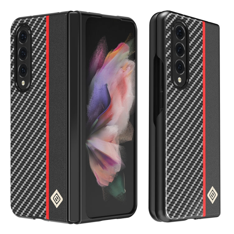 For Samsung Galaxy Z Fold4 5G LC.IMEEKE Carbon Fiber Horizontal Flip Leather Phone Case