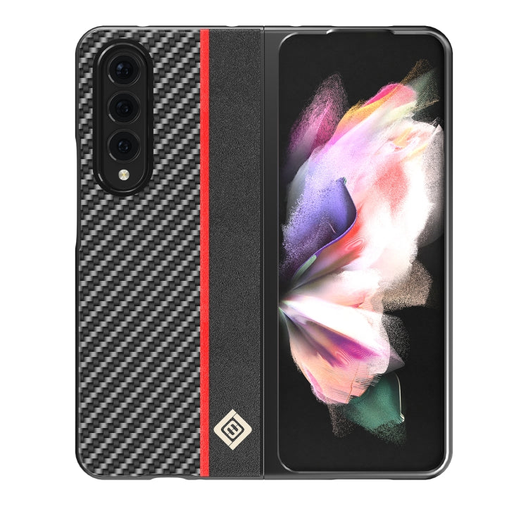For Samsung Galaxy Z Fold4 5G LC.IMEEKE Carbon Fiber Horizontal Flip Leather Phone Case