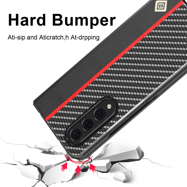 For Samsung Galaxy Z Fold4 5G LC.IMEEKE Carbon Fiber Horizontal Flip Leather Phone Case