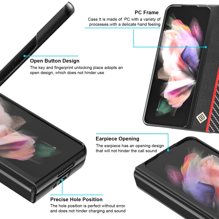 For Samsung Galaxy Z Fold4 5G LC.IMEEKE Carbon Fiber Horizontal Flip Leather Phone Case