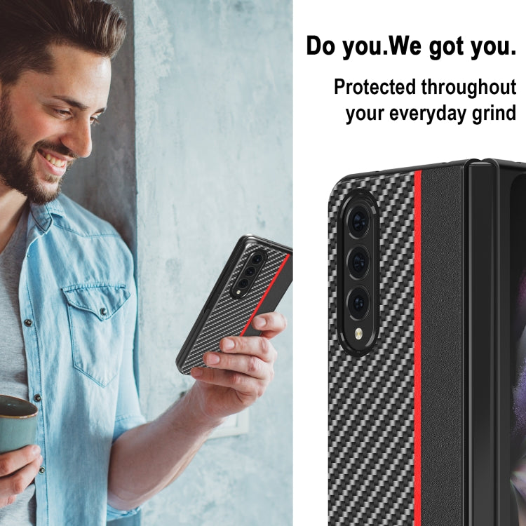 For Samsung Galaxy Z Fold4 5G LC.IMEEKE Carbon Fiber Horizontal Flip Leather Phone Case