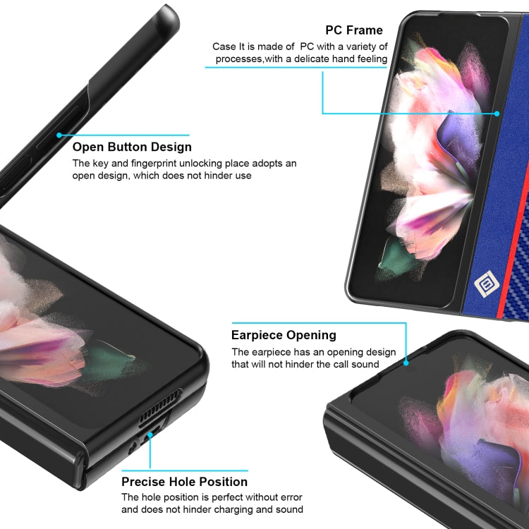 For Samsung Galaxy Z Fold4 5G LC.IMEEKE Carbon Fiber Horizontal Flip Leather Phone Case