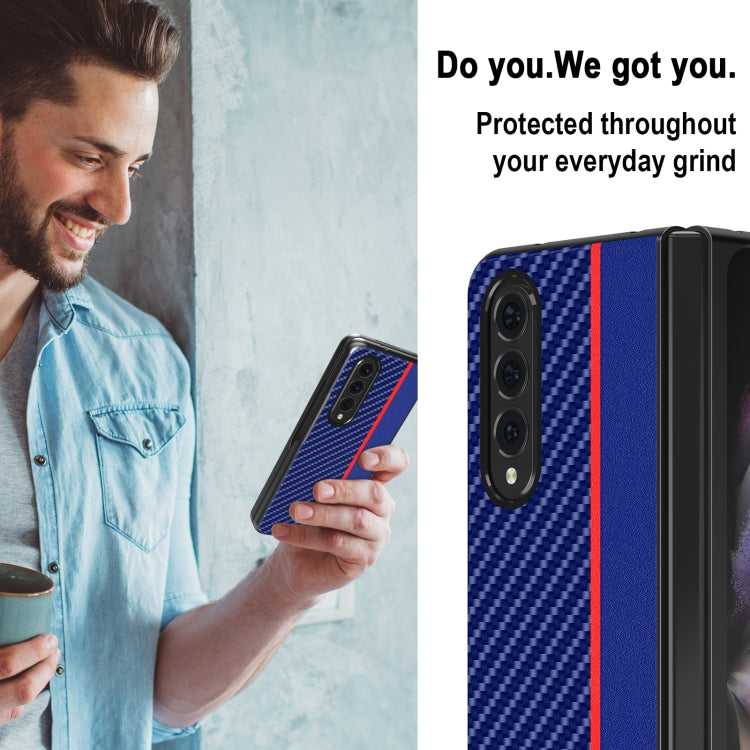 For Samsung Galaxy Z Fold4 5G LC.IMEEKE Carbon Fiber Horizontal Flip Leather Phone Case