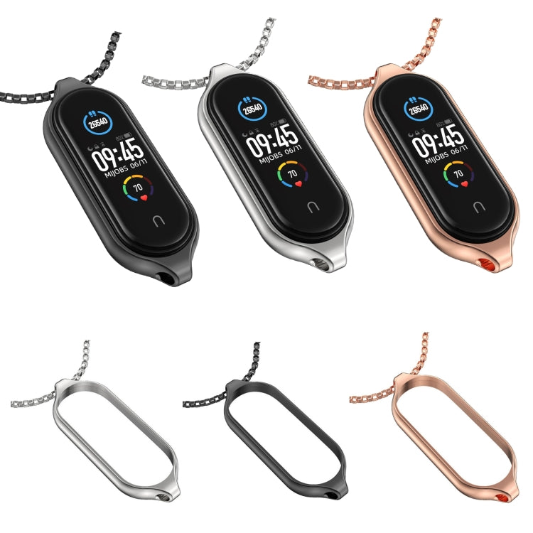 For Xiaomi Mi Band 5 / 6 MIJOBS Metal Pendant Stainless Steel Watch Necklace