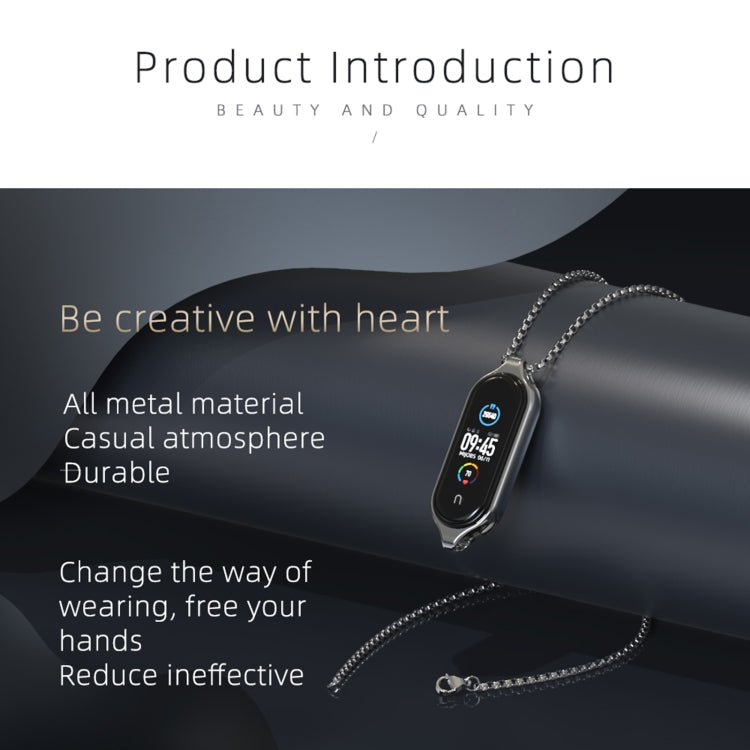 For Xiaomi Mi Band 5 / 6 MIJOBS Metal Pendant Stainless Steel Watch Necklace