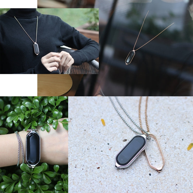 For Xiaomi Mi Band 5 / 6 MIJOBS Metal Pendant Stainless Steel Watch Necklace