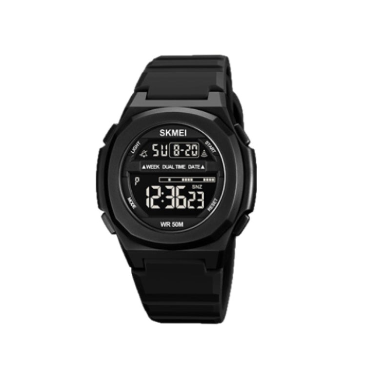 SKMEI 1821 Stainless Steel Buckle Silicone Strap Electronic Watch