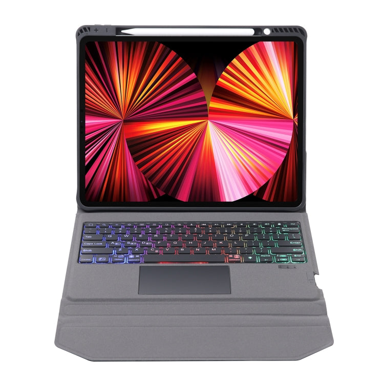 T02S Integrated Bluetooth Keyboard Leather Case with Backlight & Touchpad & Holder For iPad 10.2 2021 / 2020 / 2019(Black)