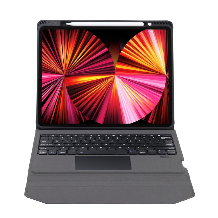 T02 Integrated Bluetooth Keyboard Leather Case with Touchpad & Holder, without Backlight For iPad Air 3 10.5 / Pro 10.5(Black)