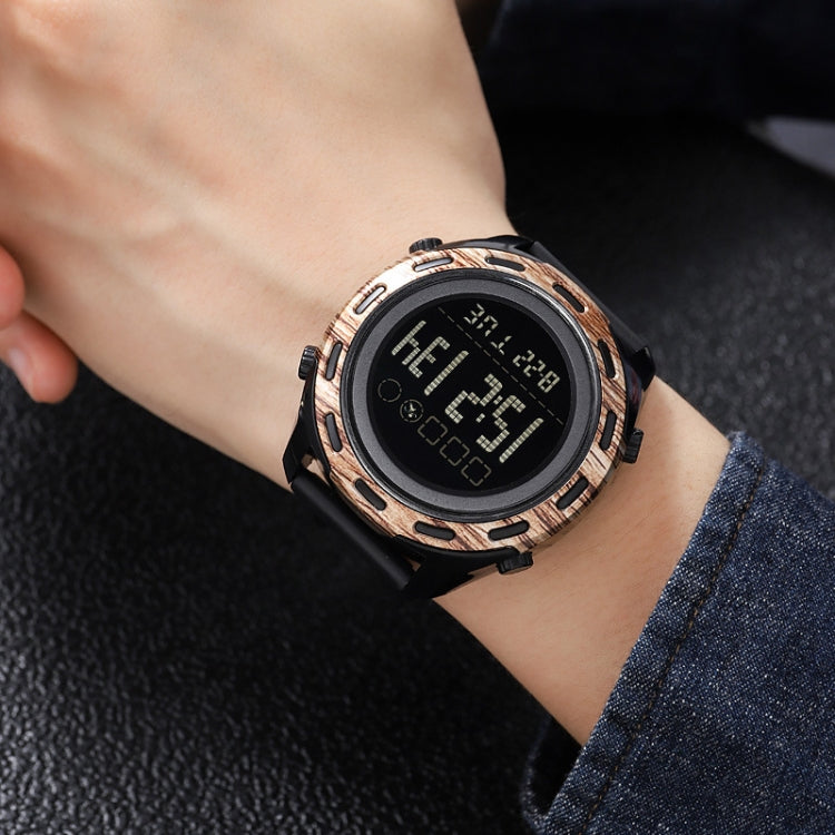 SKMEI 1872 Stainless Steel Buckle PU Strap Waterproof Electronic Watch, Dial:White