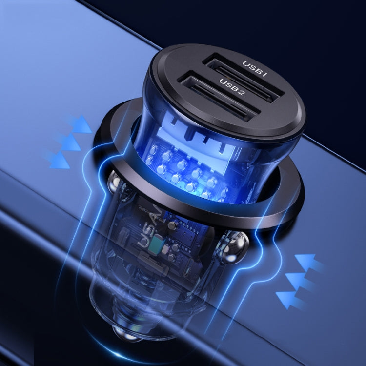 USAMS US-CC162 C31 5V3A Transparent Dual USB Mini Car Charger