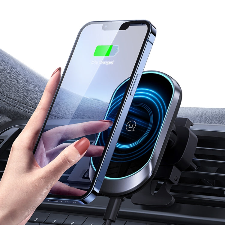 USAMS US-CD182 15W Magnetic Wireless Charging Car Phone Holder(Black)