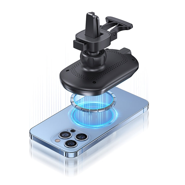 USAMS US-CD182 15W Magnetic Wireless Charging Car Phone Holder(Black)