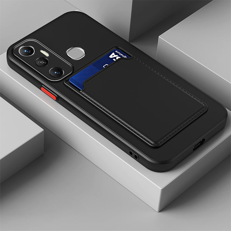 For Infinix Hot 11 with Fingerprints Skin Feel Card Contrast Color Button TPU Phone Case