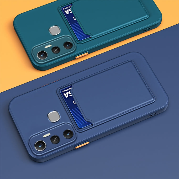 For Infinix Hot 11 with Fingerprints Skin Feel Card Contrast Color Button TPU Phone Case
