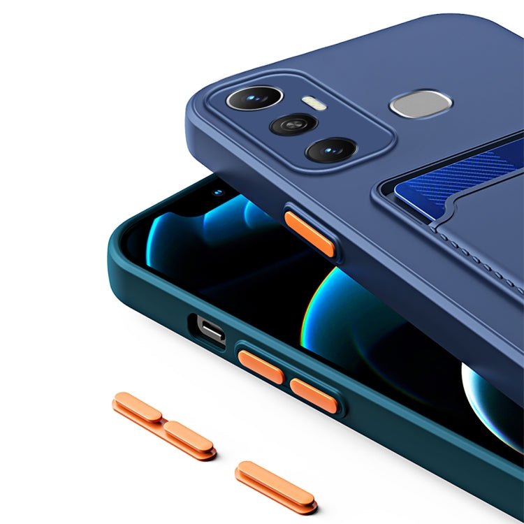 For Infinix Hot 11 with Fingerprints Skin Feel Card Contrast Color Button TPU Phone Case