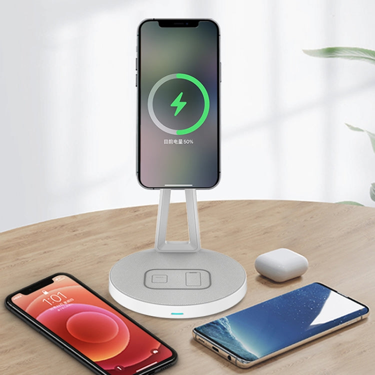 WiWU M13 2 in 1 Magnetic Wireless Charger Phone Holder(White)