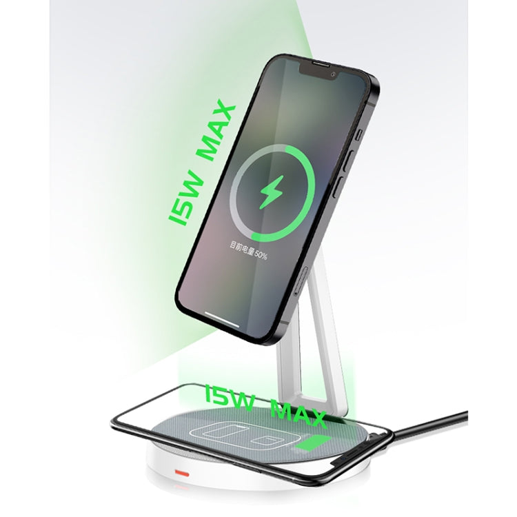 WiWU M13 2 in 1 Magnetic Wireless Charger Phone Holder(White)