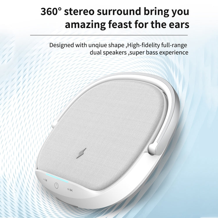 WiWU Y1 Desk Lamp Bluetooth Speaker with Wireless Charging Function(White)