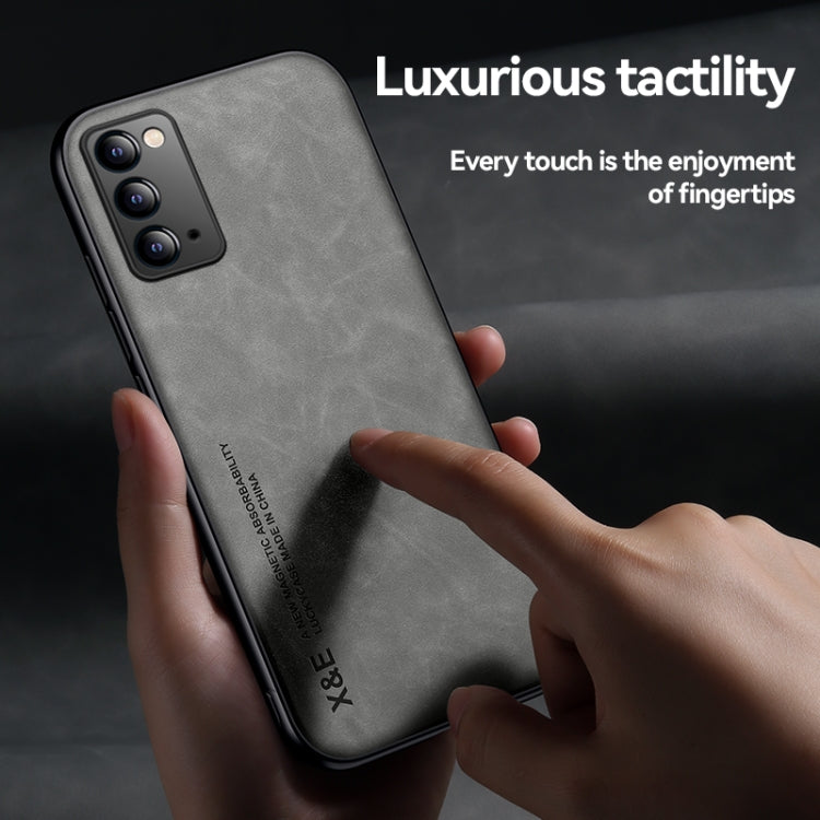 For Samsung Galaxy Note20 Skin Feel Magnetic Leather Back Phone Case