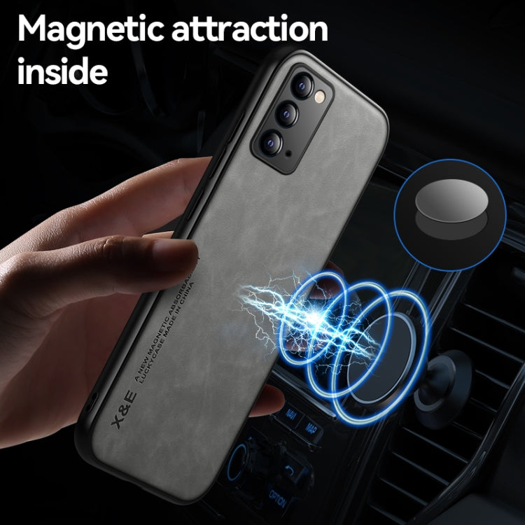 For Samsung Galaxy Note20 Skin Feel Magnetic Leather Back Phone Case