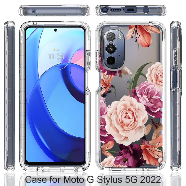 For Motorola Moto G Stylus 5G 2022 PC+TPU Transparent Painted Phone Case