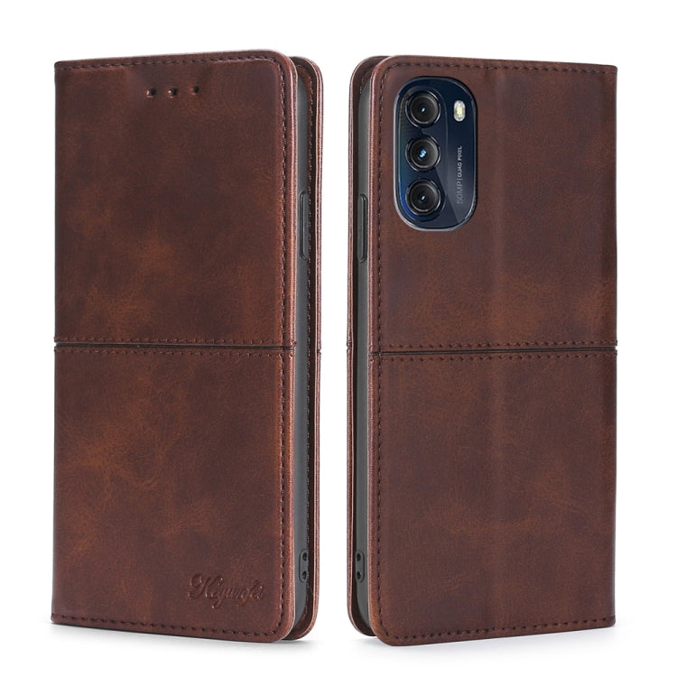 For Motorola Moto G 5G 2022 Cow Texture Magnetic Horizontal Flip Leather Phone Case