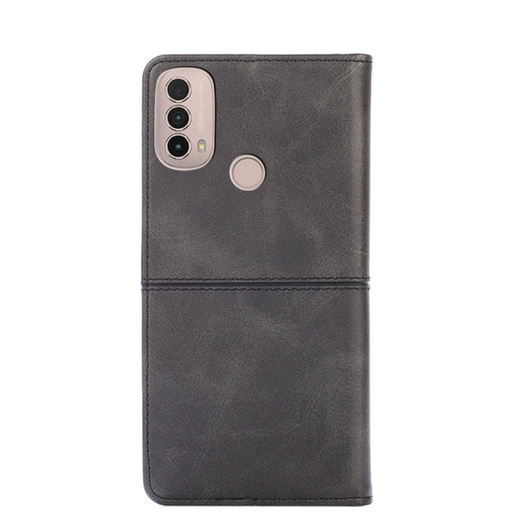 For Motorola Moto E40 Cow Texture Magnetic Horizontal Flip Leather Phone Case